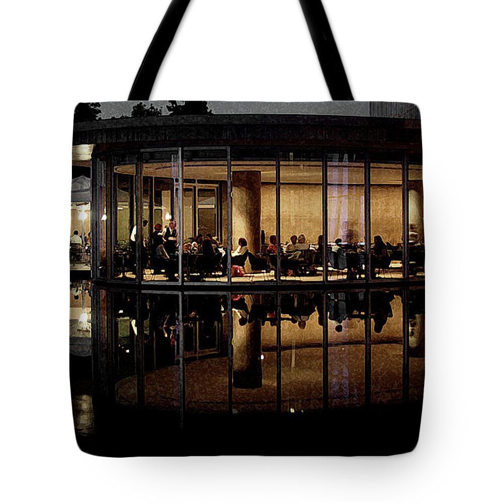 Horizontal Tote Bag featuring the digital art Dinner at the Museum by Neala McCarten