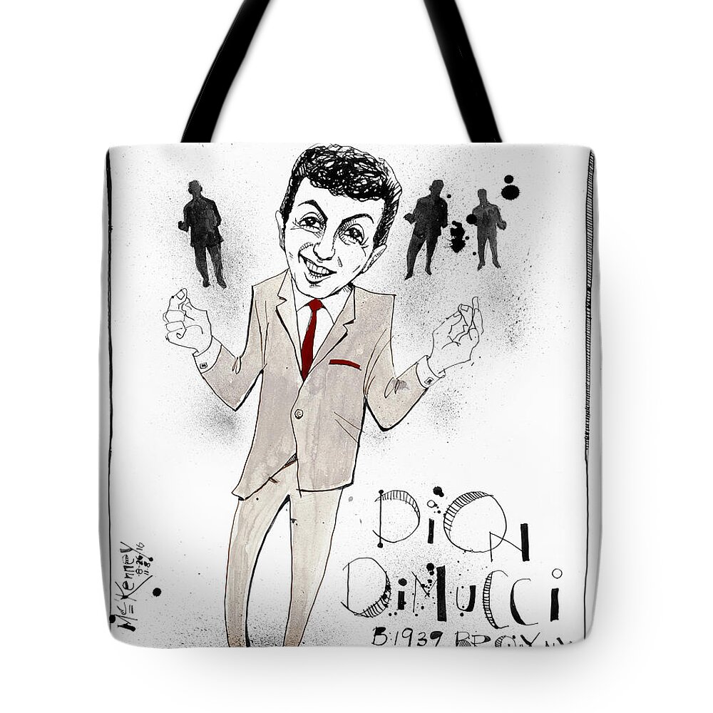  Tote Bag featuring the drawing Dion DiMucci by Phil Mckenney