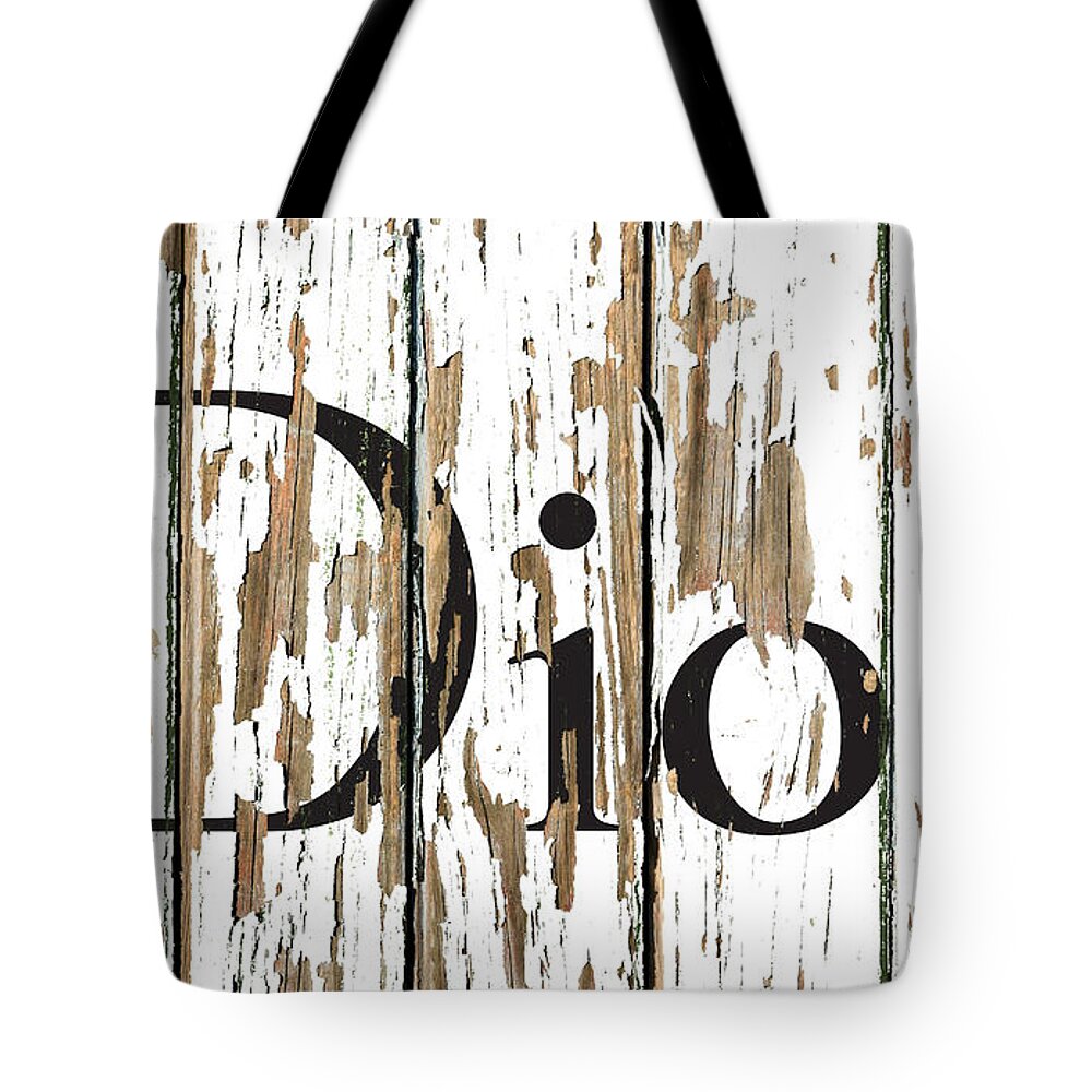 Dior Vintage Logo White Peeling Barn Wood Paint Tote Bag by Design Turnpike  - Pixels Merch