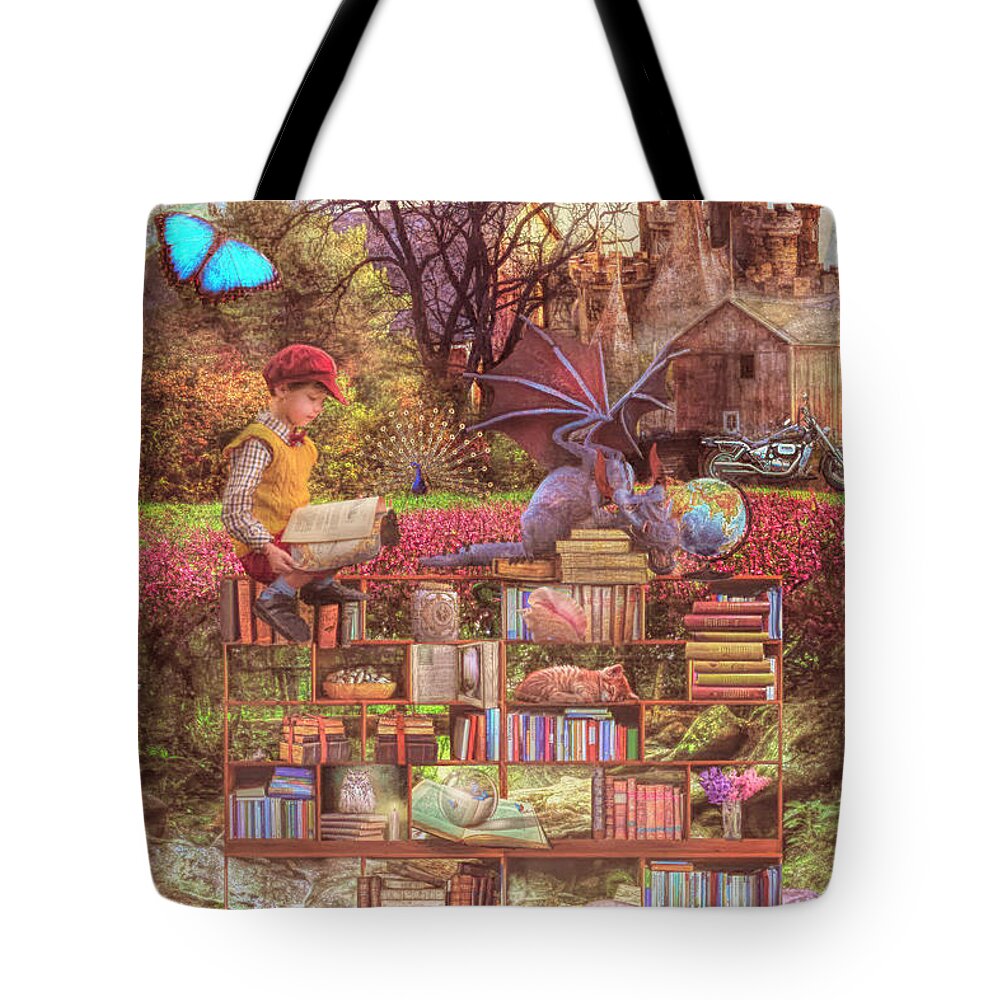 Barn Tote Bag featuring the digital art Discovery in Country Colors by Debra and Dave Vanderlaan