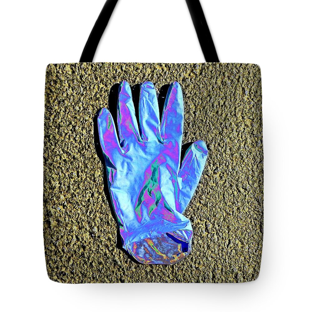 Coronavirus Tote Bag featuring the photograph Disposable Glove On The Ground by Andrew Lawrence