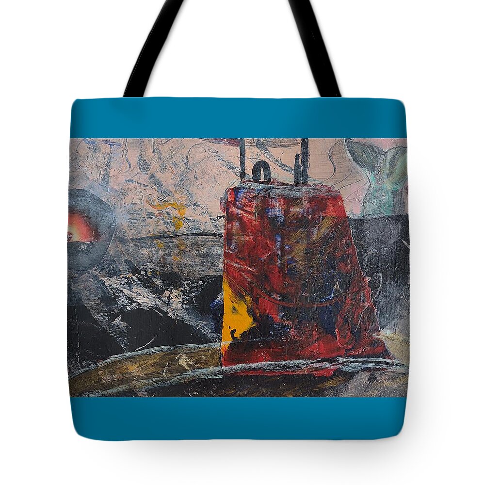 Mixed Media Tote Bag featuring the mixed media Dive Dive by Suzanne Berthier
