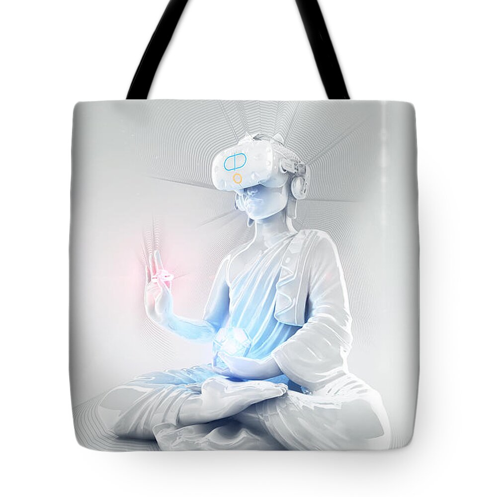 Divine Tote Bag featuring the digital art Divine Amnesia White by Filip Zaruba
