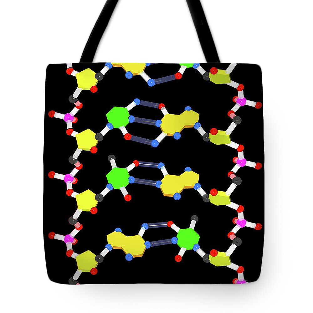 Dna Tote Bag featuring the digital art DNA Unwound Vertical by Russell Kightley
