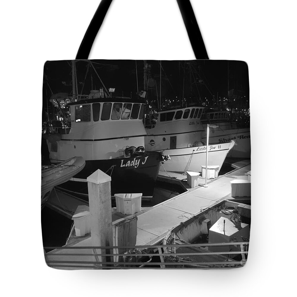 Fishing Boats Tote Bag featuring the photograph Docked For The Night by James B Toy