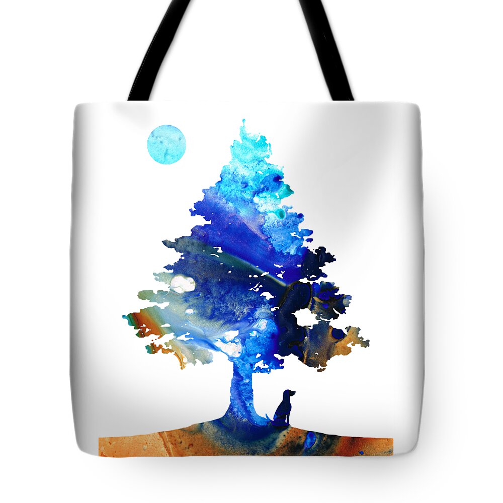 Dog Tote Bag featuring the painting Dog Art - Contemplation - By Sharon Cummings by Sharon Cummings