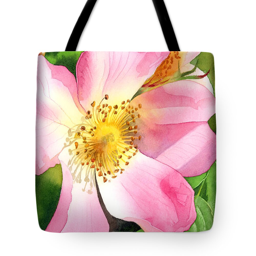 Rose Tote Bag featuring the painting Dog Rose by Espero Art