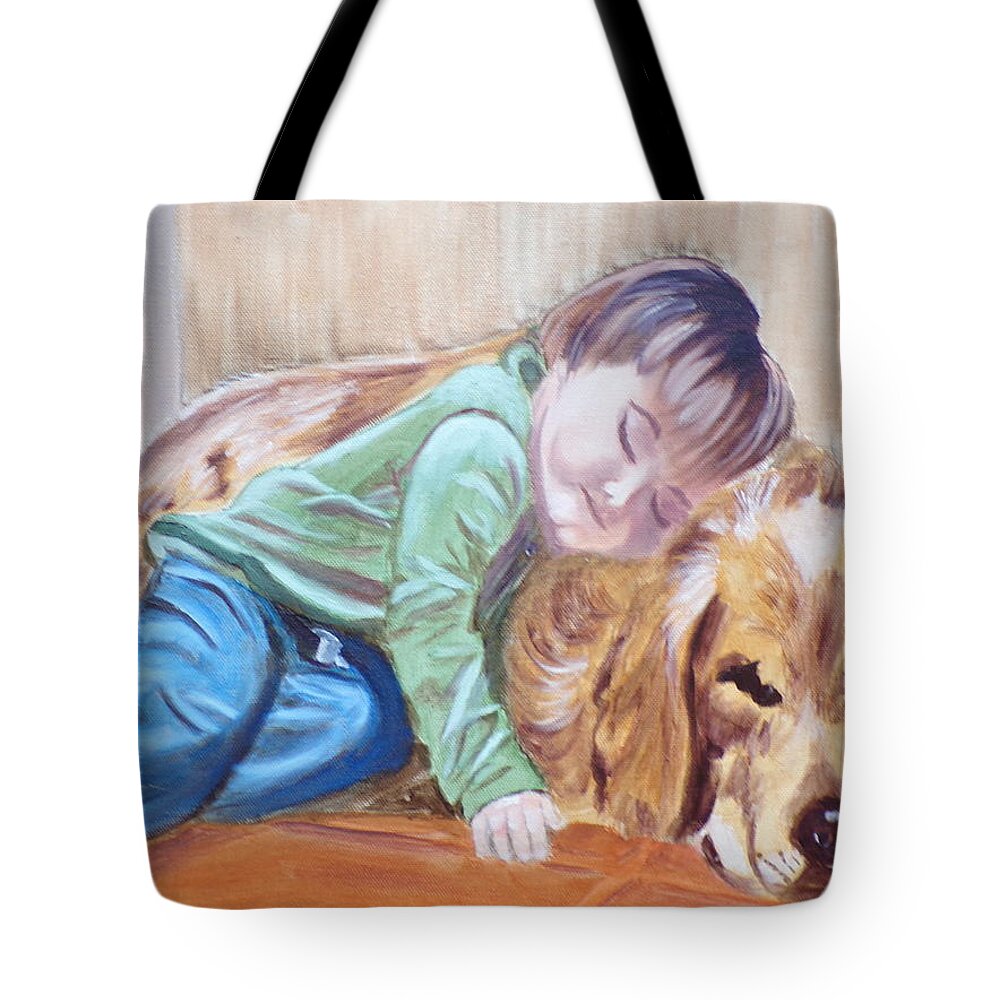 Pets Tote Bag featuring the painting Doggy Pillow by Kathie Camara