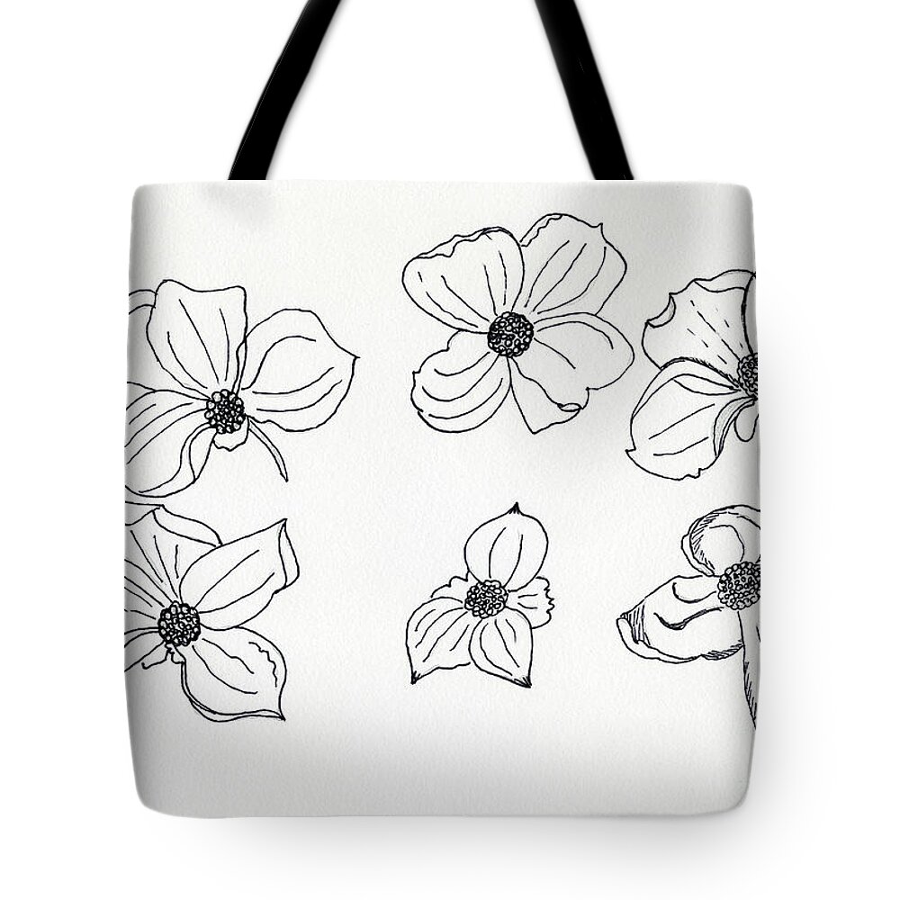 Dogwood Blossoms Pen & Ink Watercolor By Norma Appleton Tote Bag featuring the painting Dogwood Blossoms by Norma Appleton