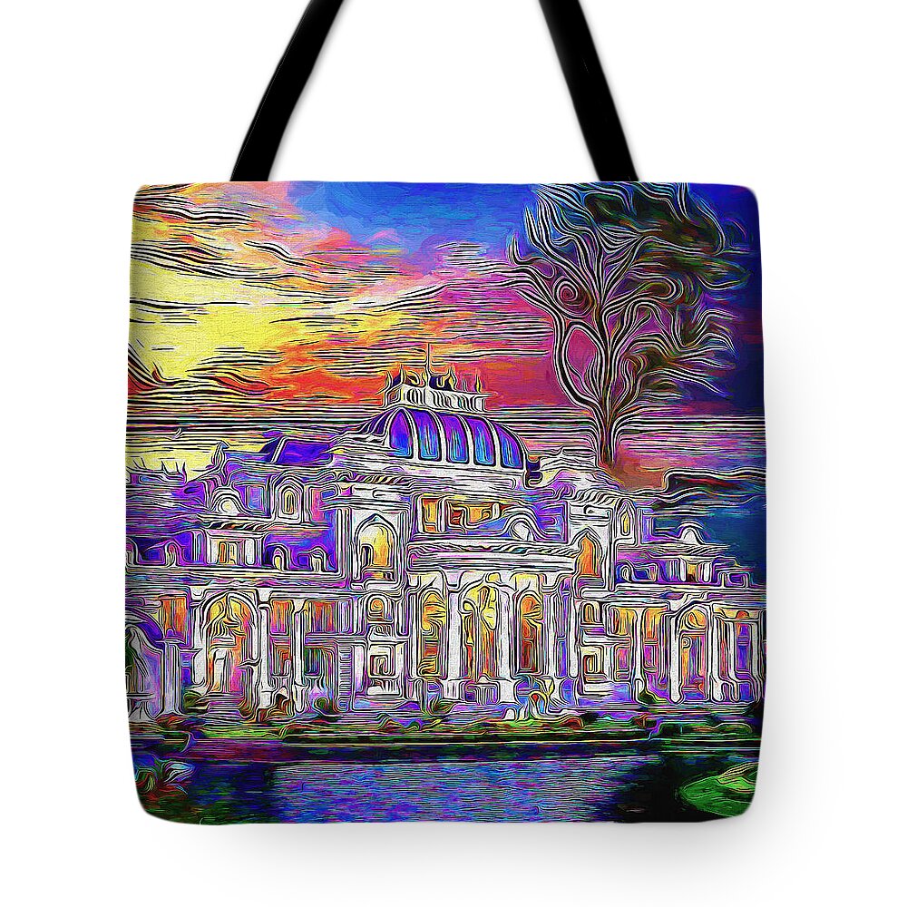 Paint Tote Bag featuring the painting Doha, Qatar by Nenad Vasic