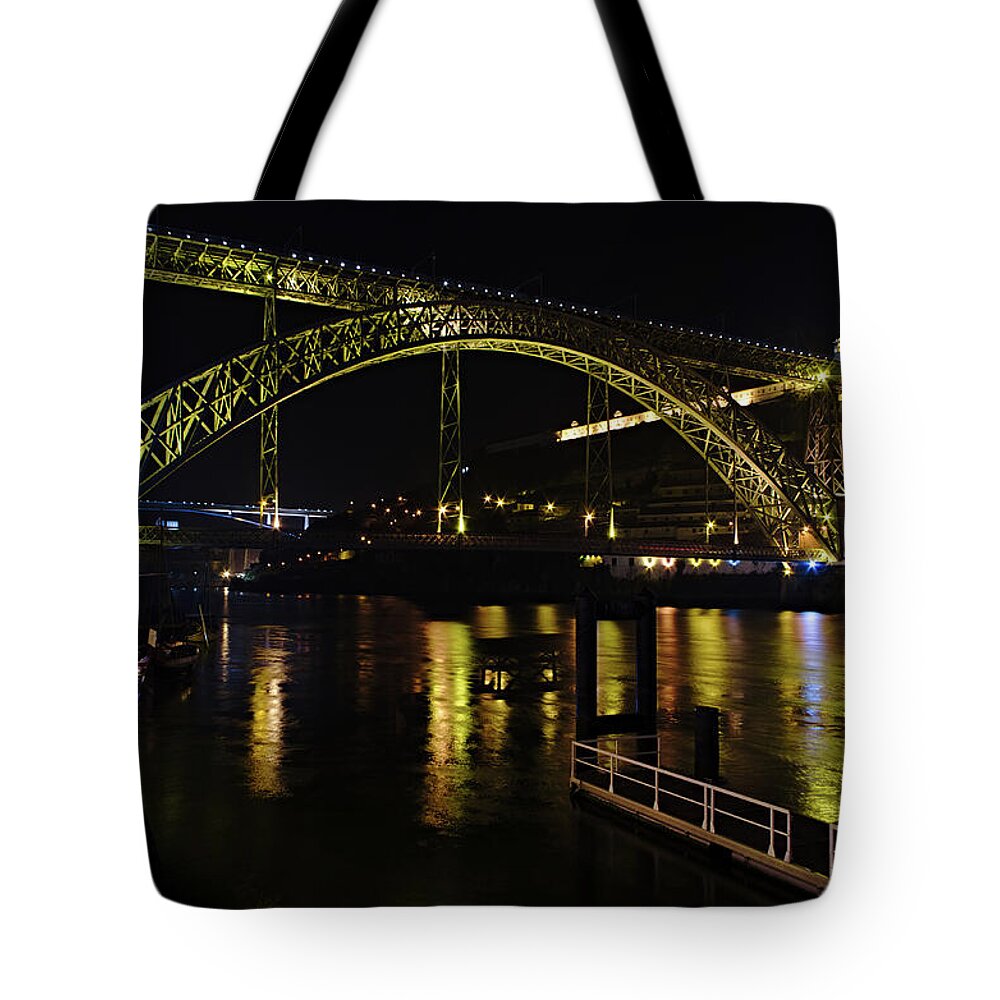 Porto Tote Bag featuring the photograph Dom Luis I Bridge at Night in Porto by Angelo DeVal