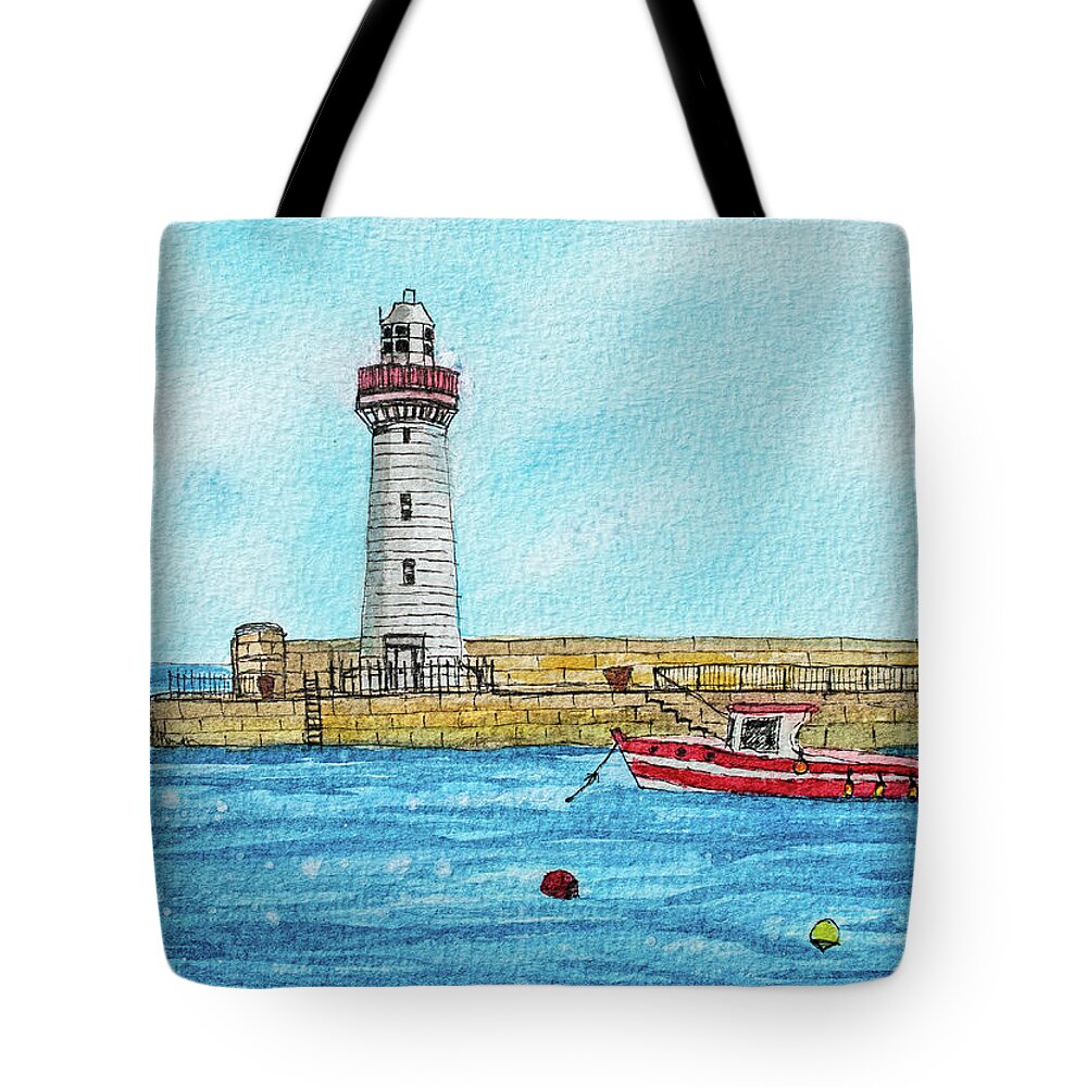 Donaghadee Tote Bag featuring the painting Donaghadee Harbour by Nigel R Bell