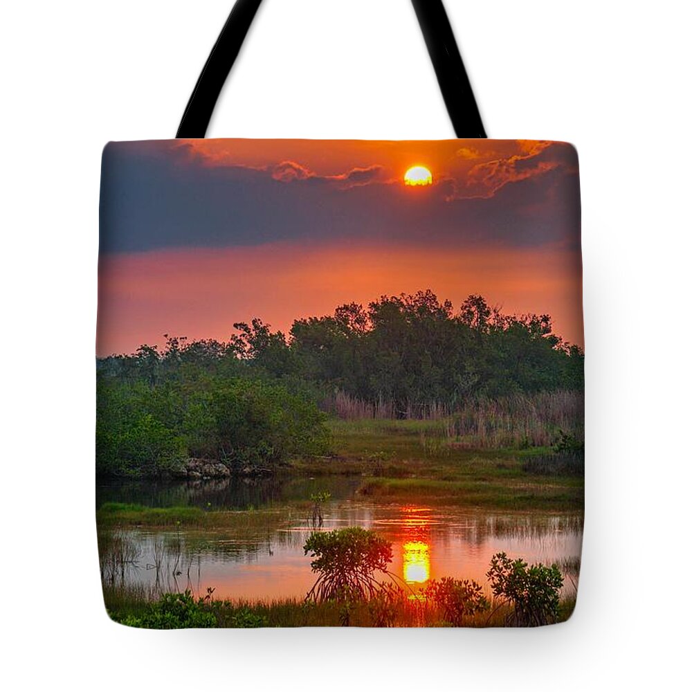 Everglades Sunrise Tote Bag featuring the photograph Donna Drive Sunrise 2019 by Joey Waves