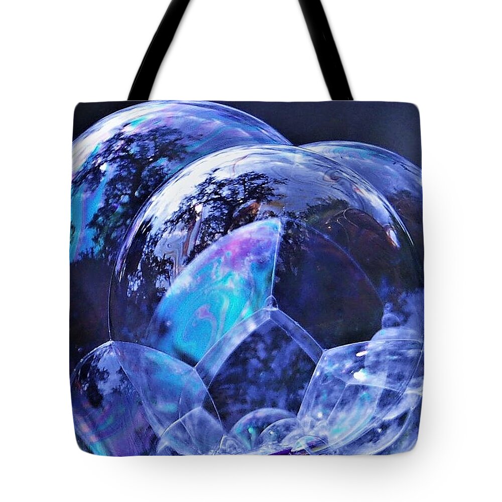 Blue Tote Bag featuring the photograph Don't Burst My Bubble by Sandy Poore