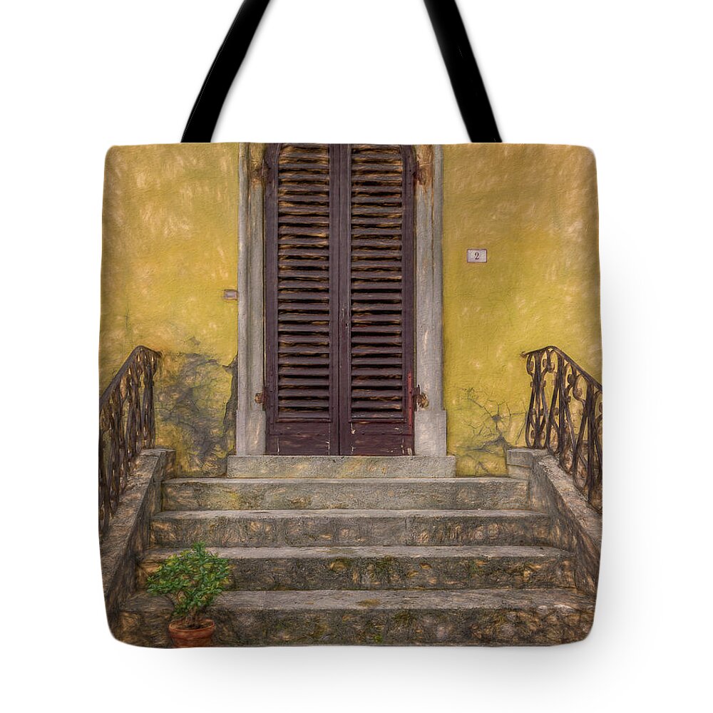 Tuscany Tote Bag featuring the photograph Door to Number Two by Marcy Wielfaert