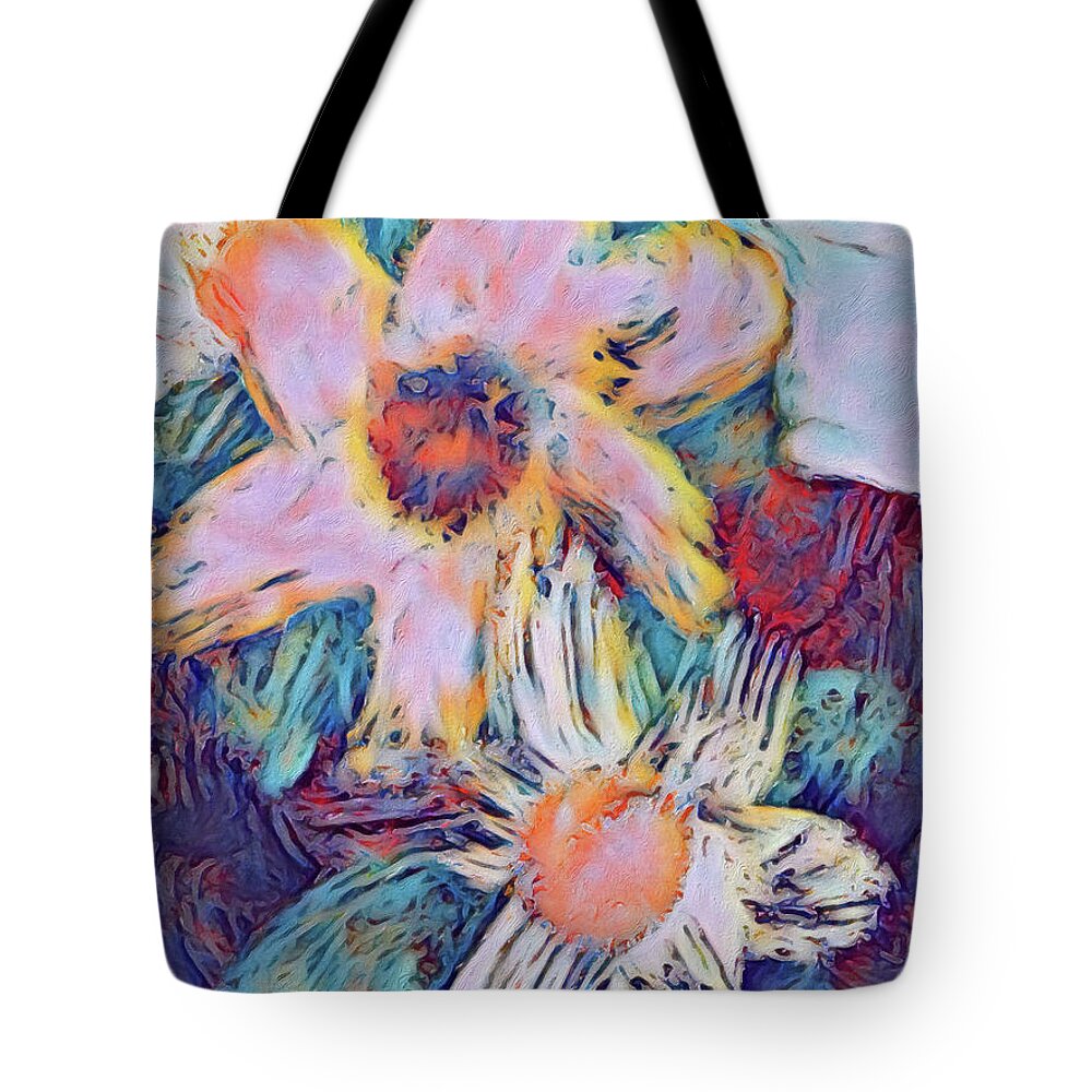  Tote Bag featuring the digital art Dos Flores by Michelle Hoffmann