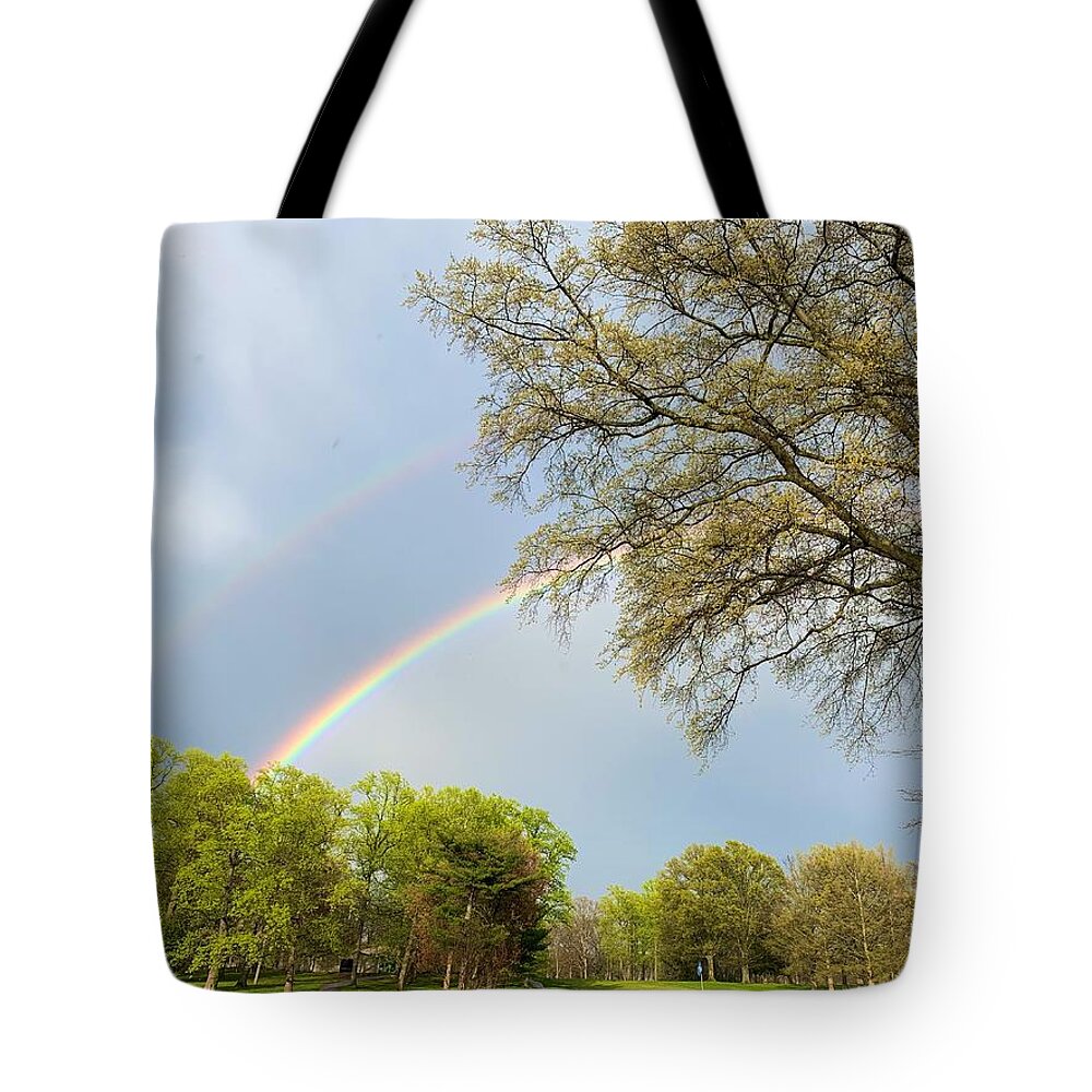 Rainbow Tote Bag featuring the photograph Double Rainbow by Chris Montcalmo