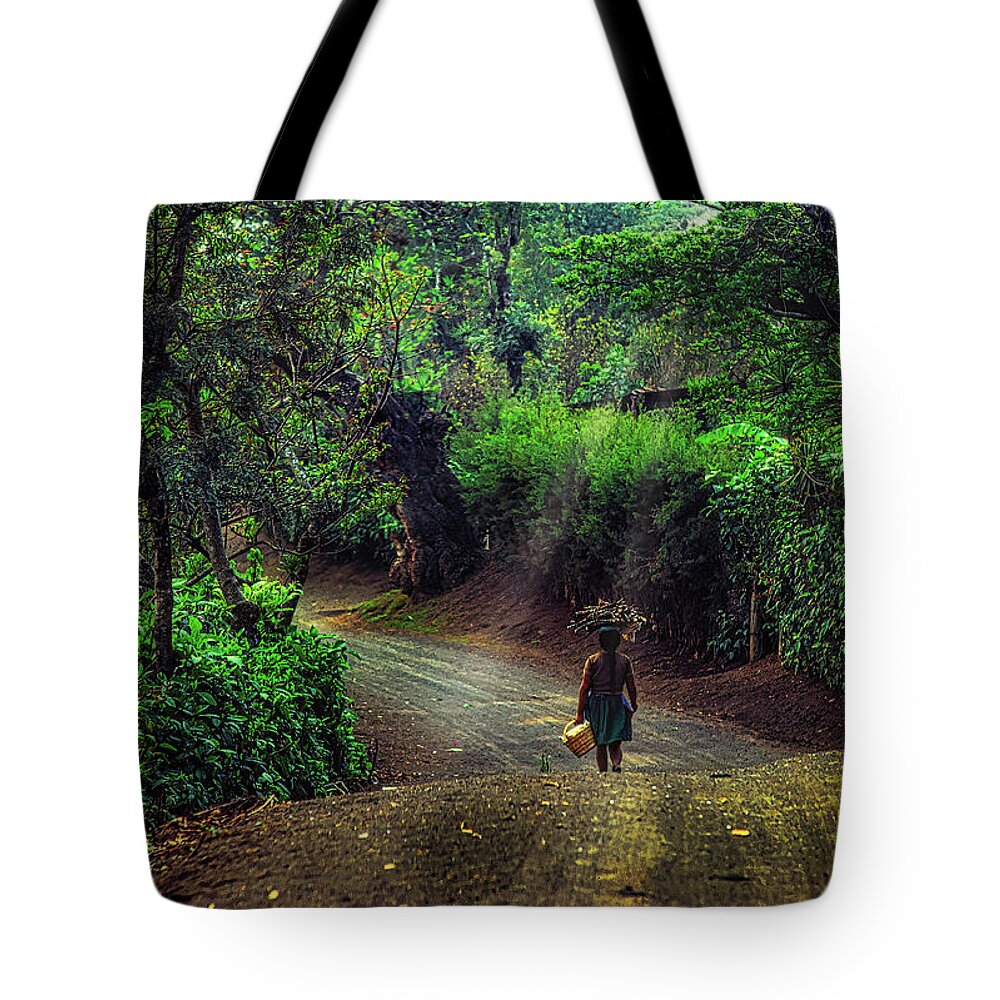 Walking Tote Bag featuring the photograph Down the Road by Harry Spitz