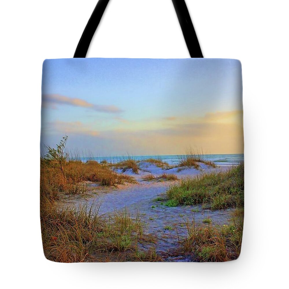 Beach Tote Bag featuring the photograph Down To The Shore by HH Photography of Florida