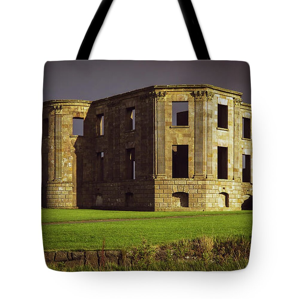 Downhillhouse Tote Bag featuring the photograph Downhill Demesne Vivid Color by Vicky Edgerly