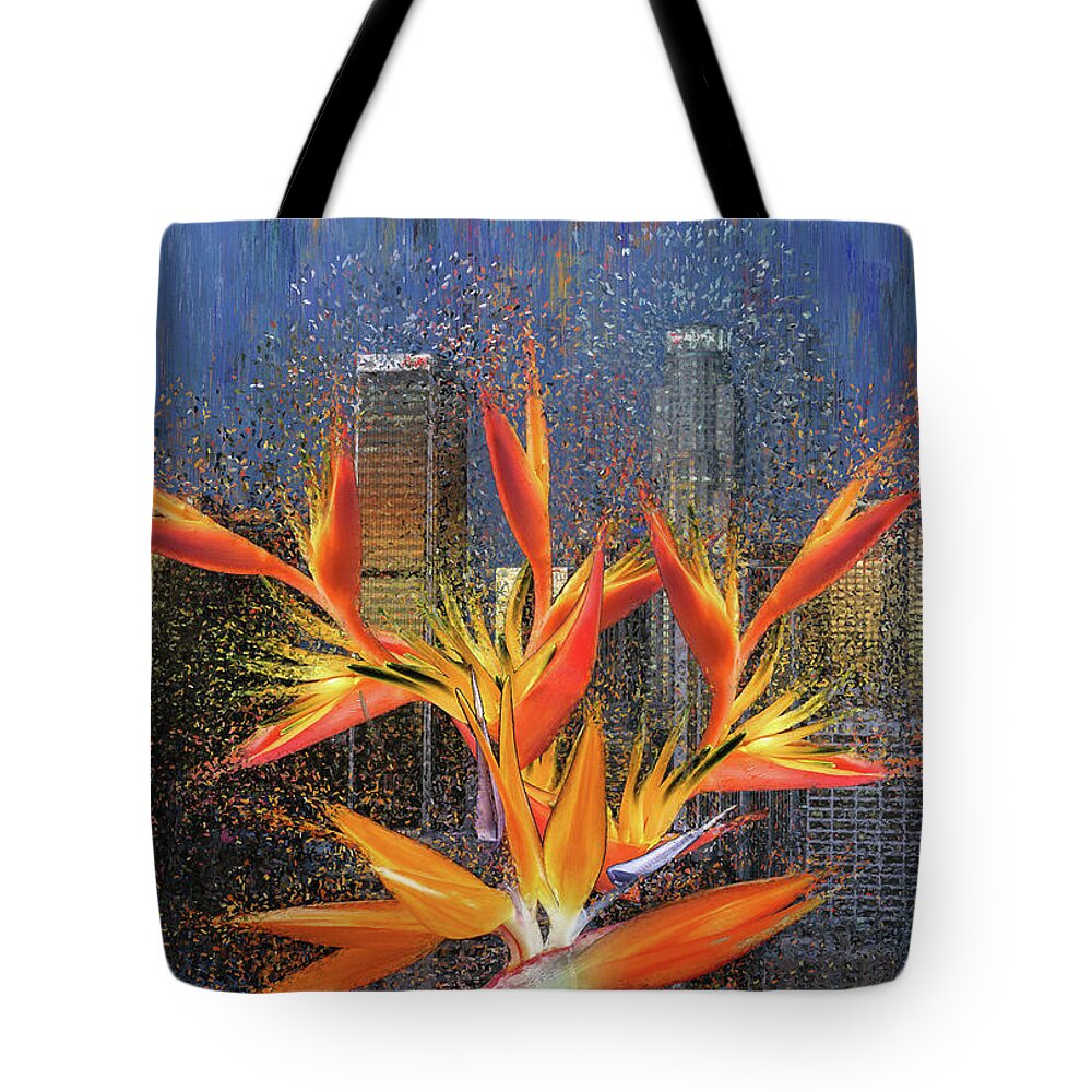 Los Angeles Tote Bag featuring the digital art Downtown Los Angeles by Alex Mir