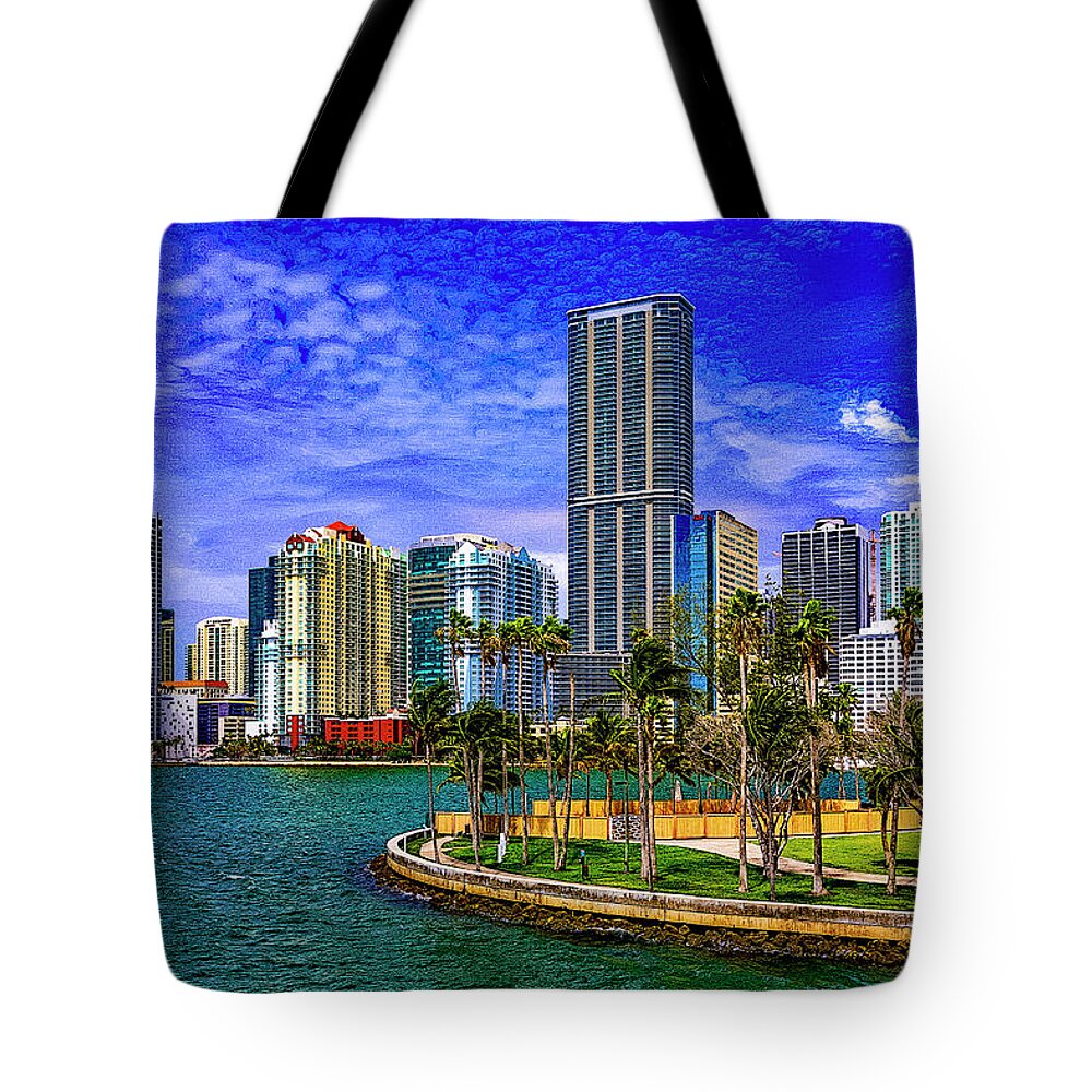 Downtown Miami Tote Bag featuring the digital art Downtown Miami by SnapHappy Photos