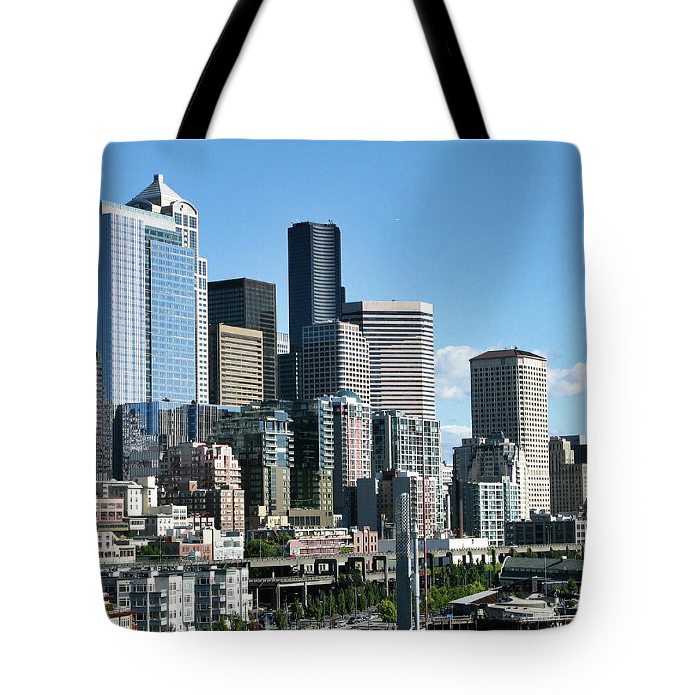 Seattle Tote Bag featuring the photograph Downtown Seattle from the Waterfront by Segura Shaw Photography