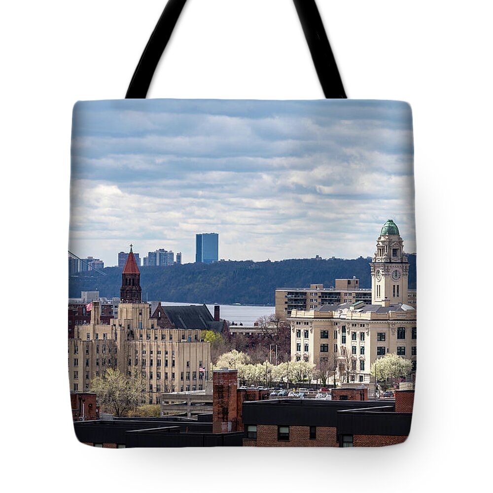 George Washington Bridge Tote Bag featuring the photograph Downtown Yonkers Skyline by Kevin Suttlehan