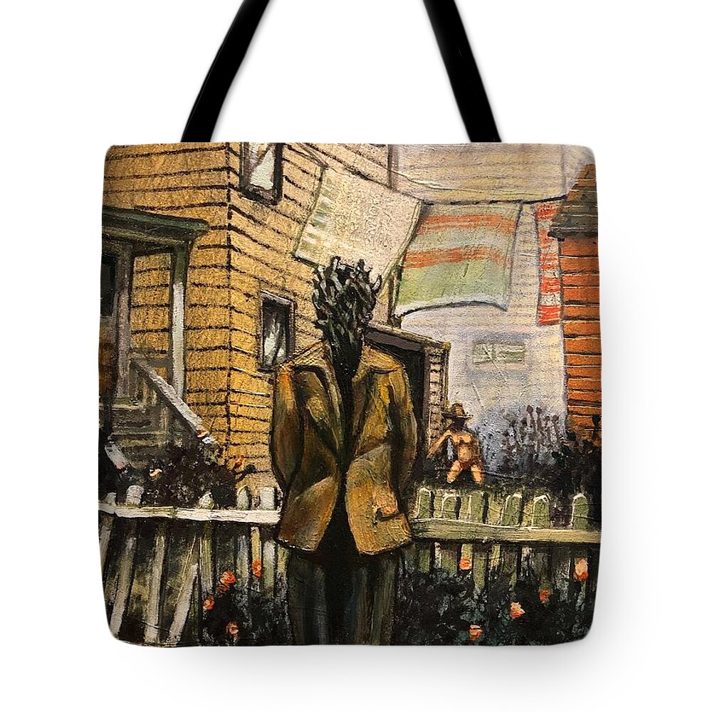 Backyards Tote Bag featuring the painting Downwind by William Stoneham