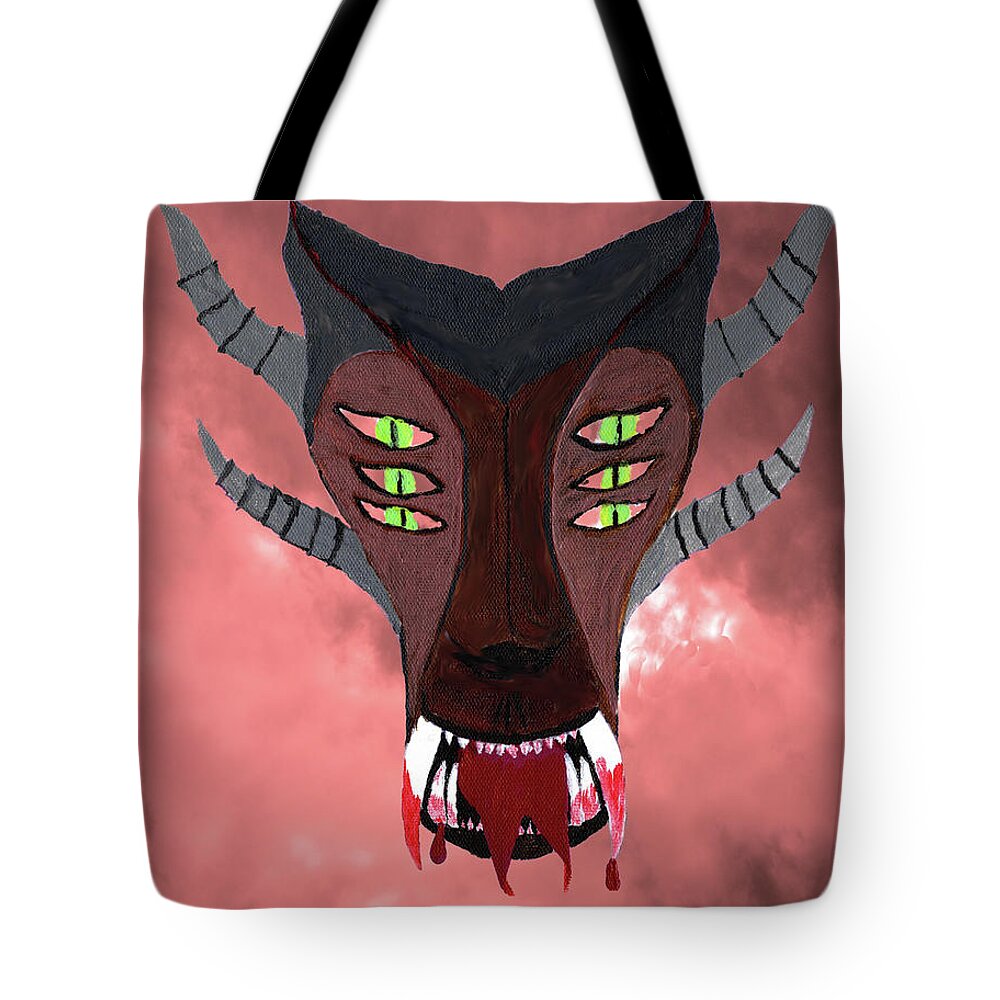 Painting Tote Bag featuring the mixed media Dragon Eyes 5 by Sarah McKoy