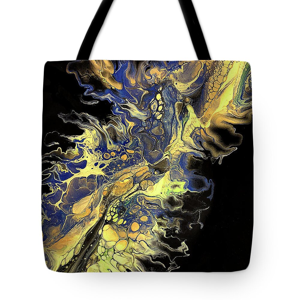 Dragon Fire Tote Bag featuring the painting Dragon Fire by Teresa Wilson - Pour Your Art Out by Teresa Wilson