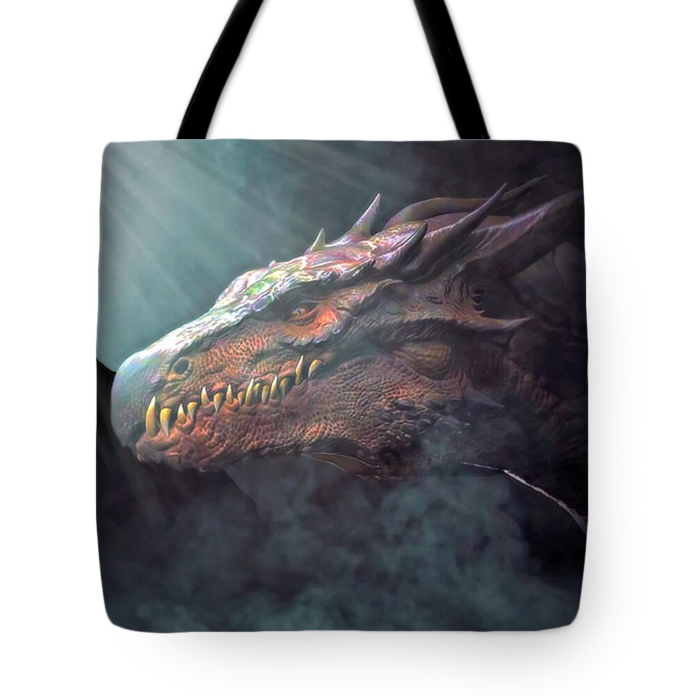 2d Tote Bag featuring the digital art Dragon's Lair by Brian Wallace
