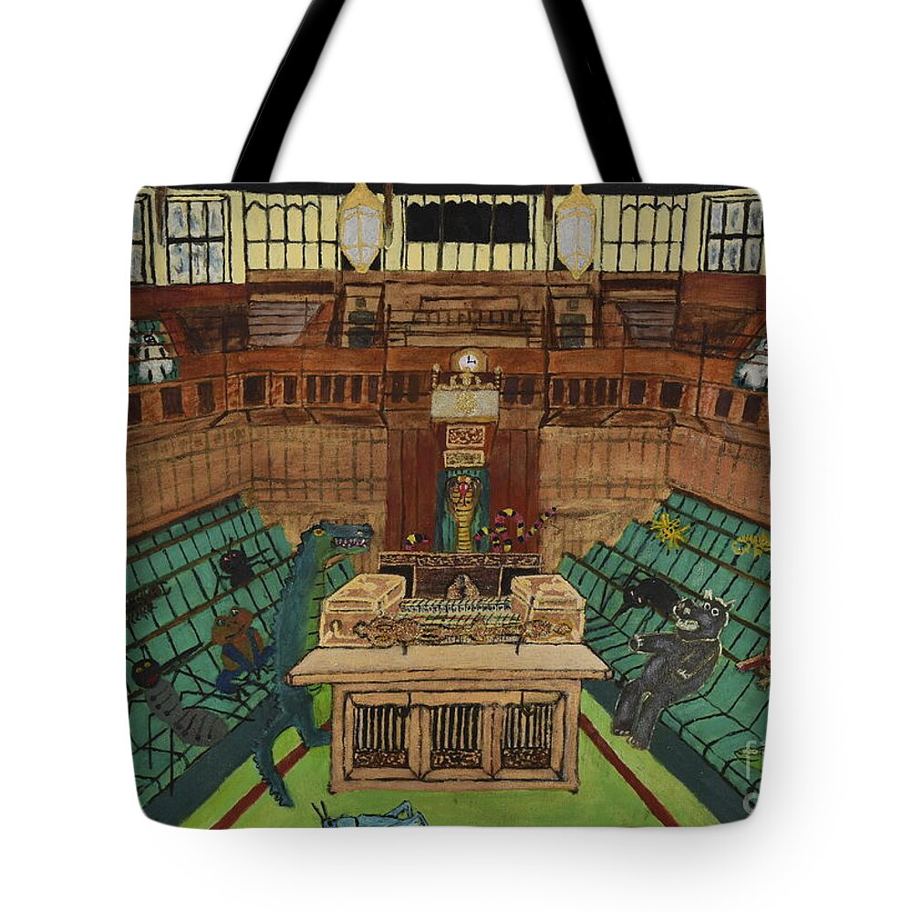 Parliament Tote Bag featuring the painting Drain the Swamp by David Westwood