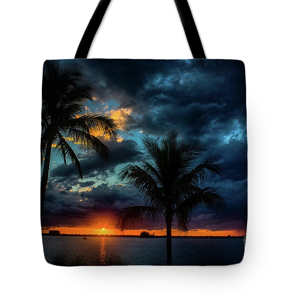 Sunset Tote Bag featuring the photograph Drama in the Sky by Quinn Sedam