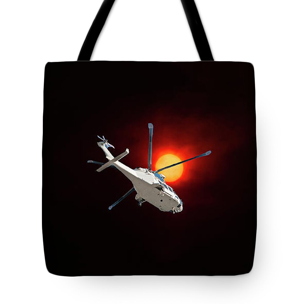 Bushfire Sunset Tote Bag featuring the photograph Dramatic Bushfire Sunset Sky. by Geoff Childs