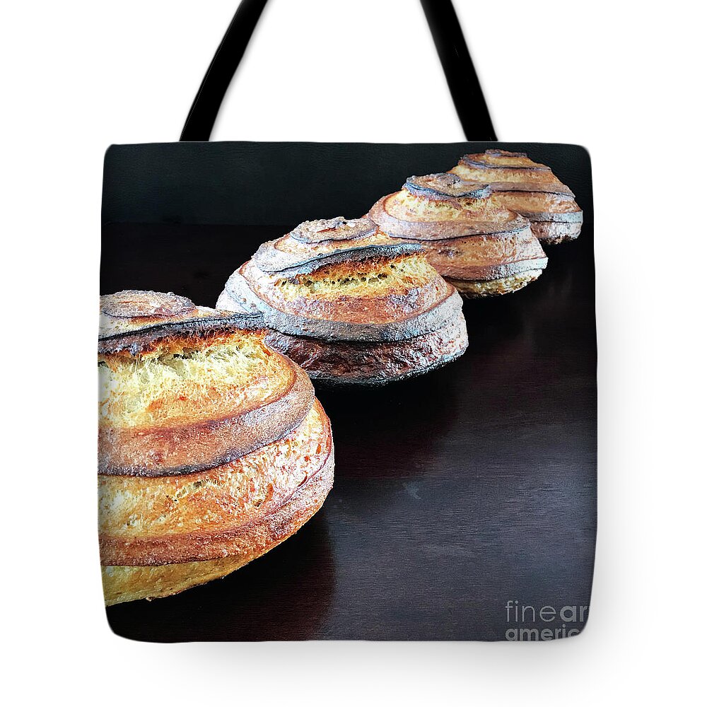 Bread Tote Bag featuring the photograph Dramatic Spiral Sourdough Quartet 1 by Amy E Fraser