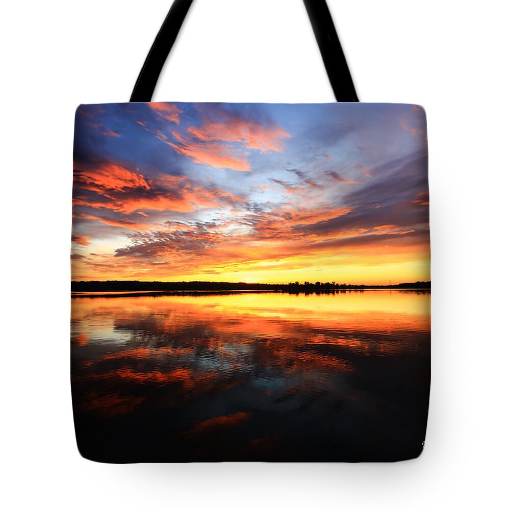 Sunset Tote Bag featuring the photograph Dramatic Sunset by Mary Walchuck
