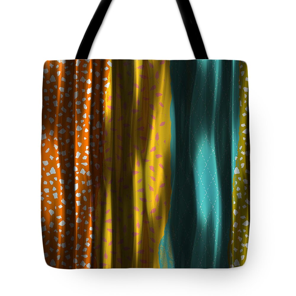 Contemporary Tote Bag featuring the digital art Draped Patterns by Bonnie Bruno