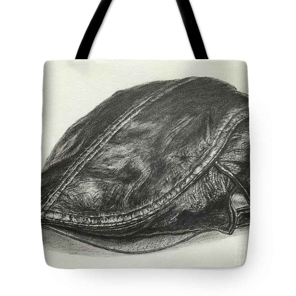 Drawing Of A Leather Cap Tote Bag featuring the photograph Drawing of a Leather Cap by Lavender Liu