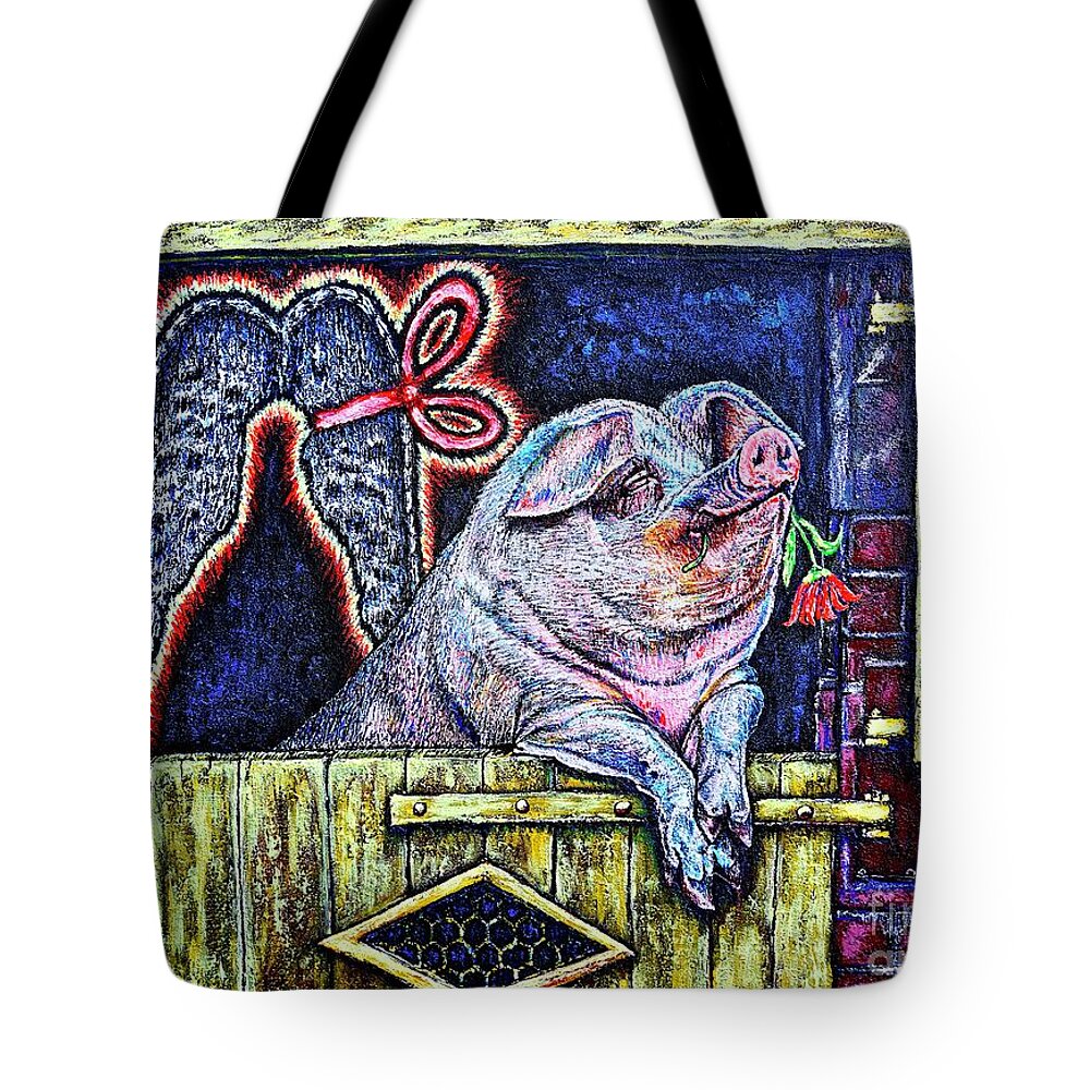 Pig Tote Bag featuring the painting Dreamer by Viktor Lazarev