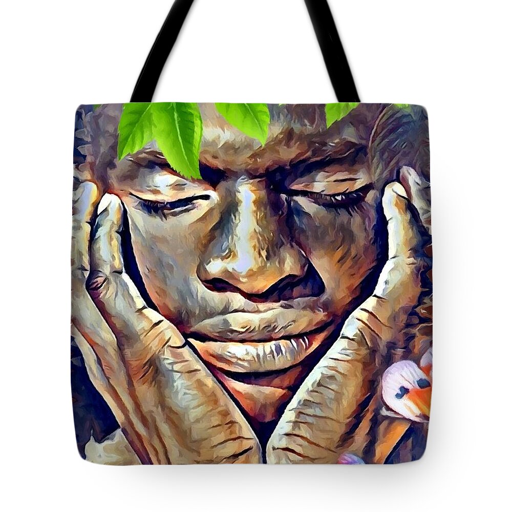 Black Tote Bag featuring the mixed media Dreams by Carl Gouveia