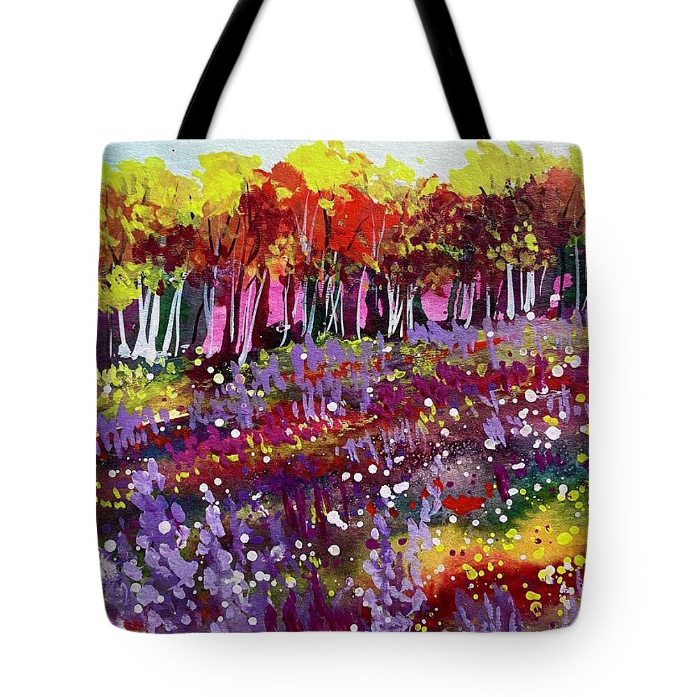 Escape To A World Of Dreams Tote Bag featuring the painting Dreamscape 3 by Kellie Chasse