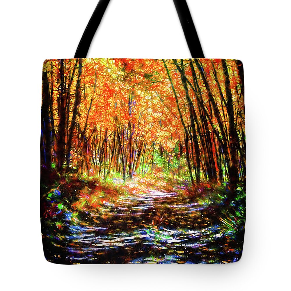 Fantasy Tote Bag featuring the photograph Dreamy Path Through Aspen Trees by OLena Art by Lena Owens - Vibrant DESIGN
