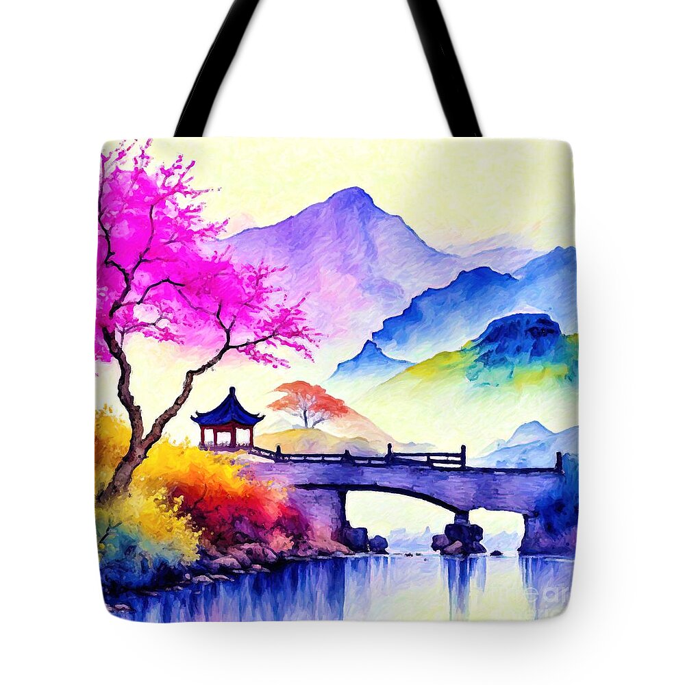 Art Tote Bag featuring the painting Dreamy Sunset by Digitly