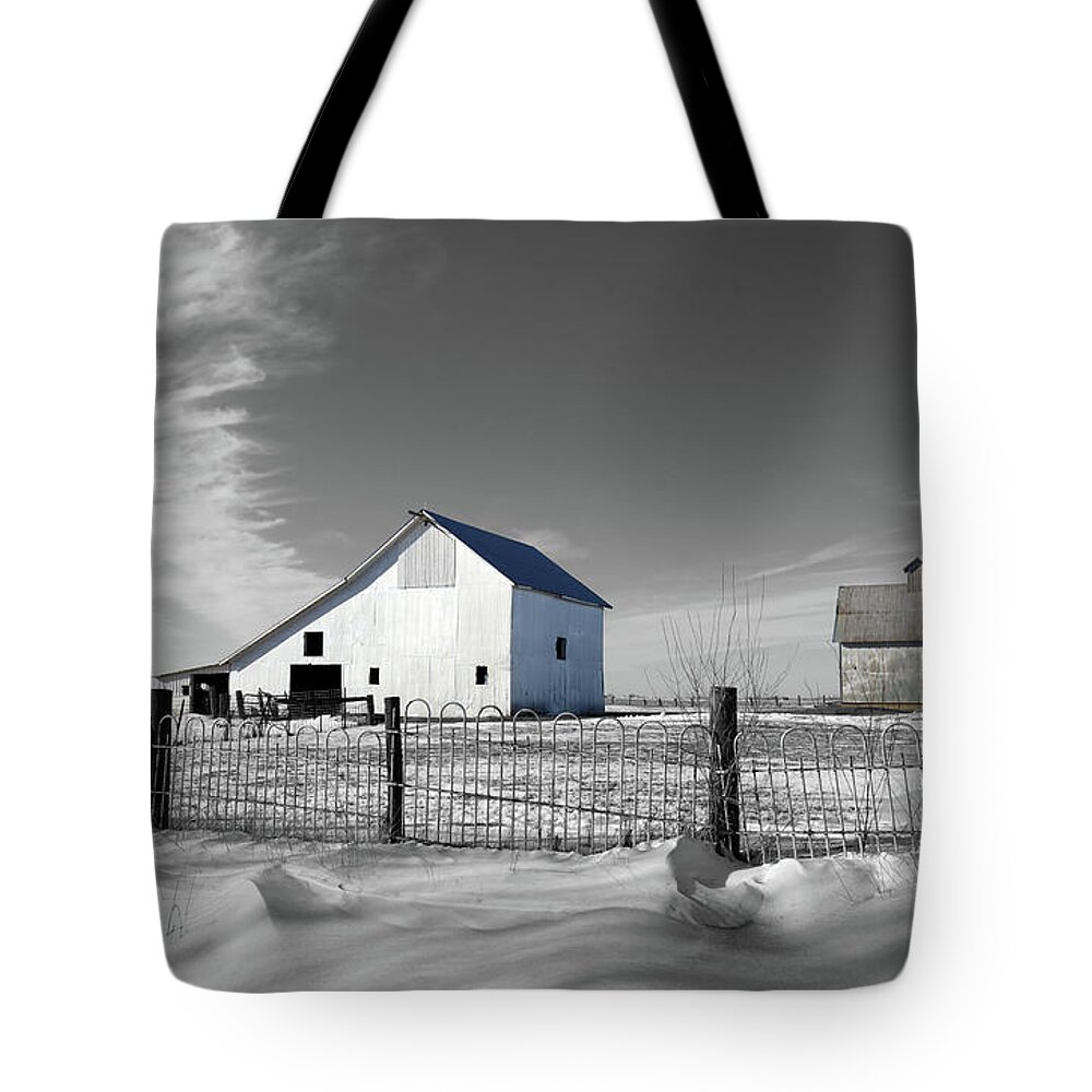 Winter Farm Stokes Tote Bag featuring the photograph Winter Farm Stokes by Dylan Punke