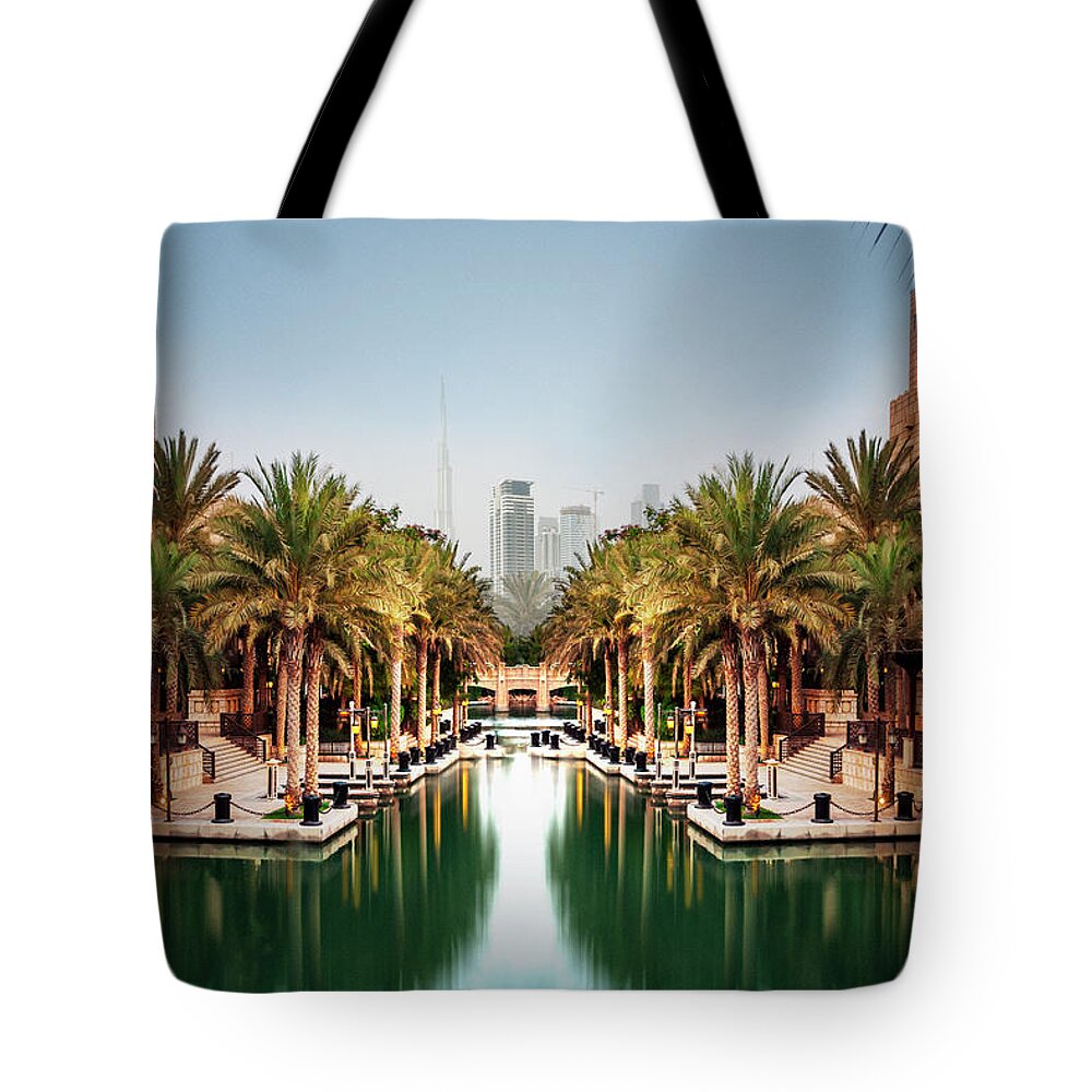 Dubai Tote Bag featuring the photograph Dubai cityscape by Jelena Jovanovic