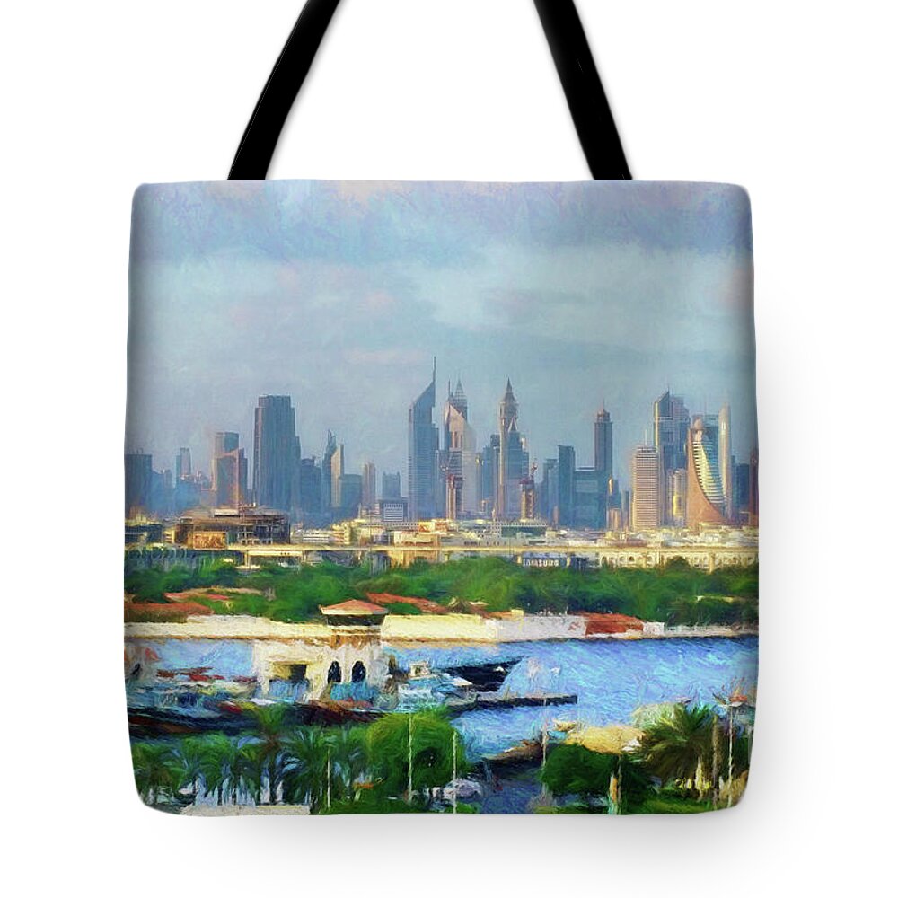 Dubai Tote Bag featuring the photograph Dubai UAE Skyline by Scott Cameron