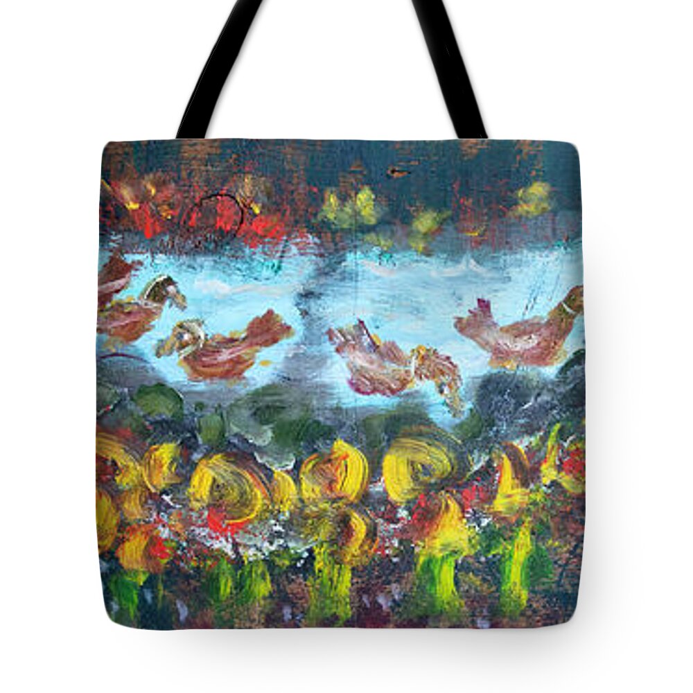  Tote Bag featuring the painting Duck Pond by David McCready