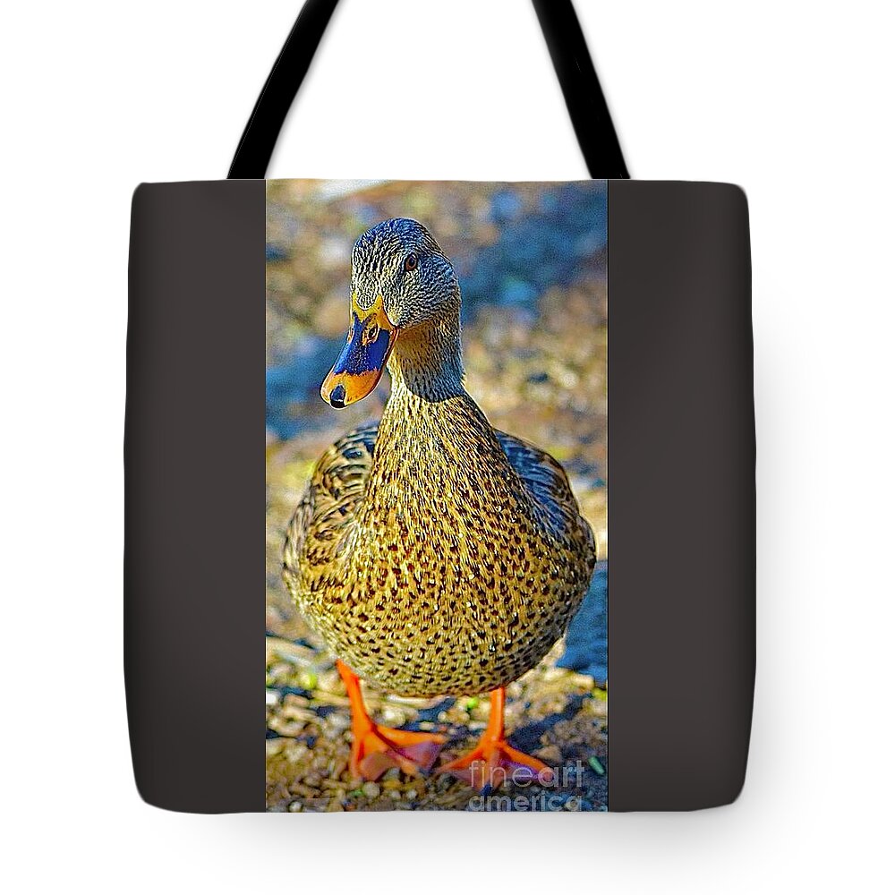 Bird Tote Bag featuring the digital art Duck by Tammy Keyes