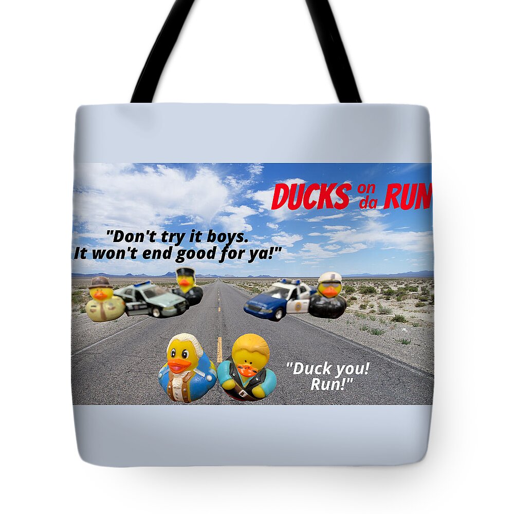 Duck Tote Bag featuring the photograph Ducks on da Run by Lee Darnell